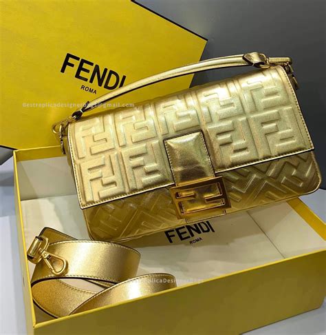 fendi bag black and gold replica|genuine fendi baguette.